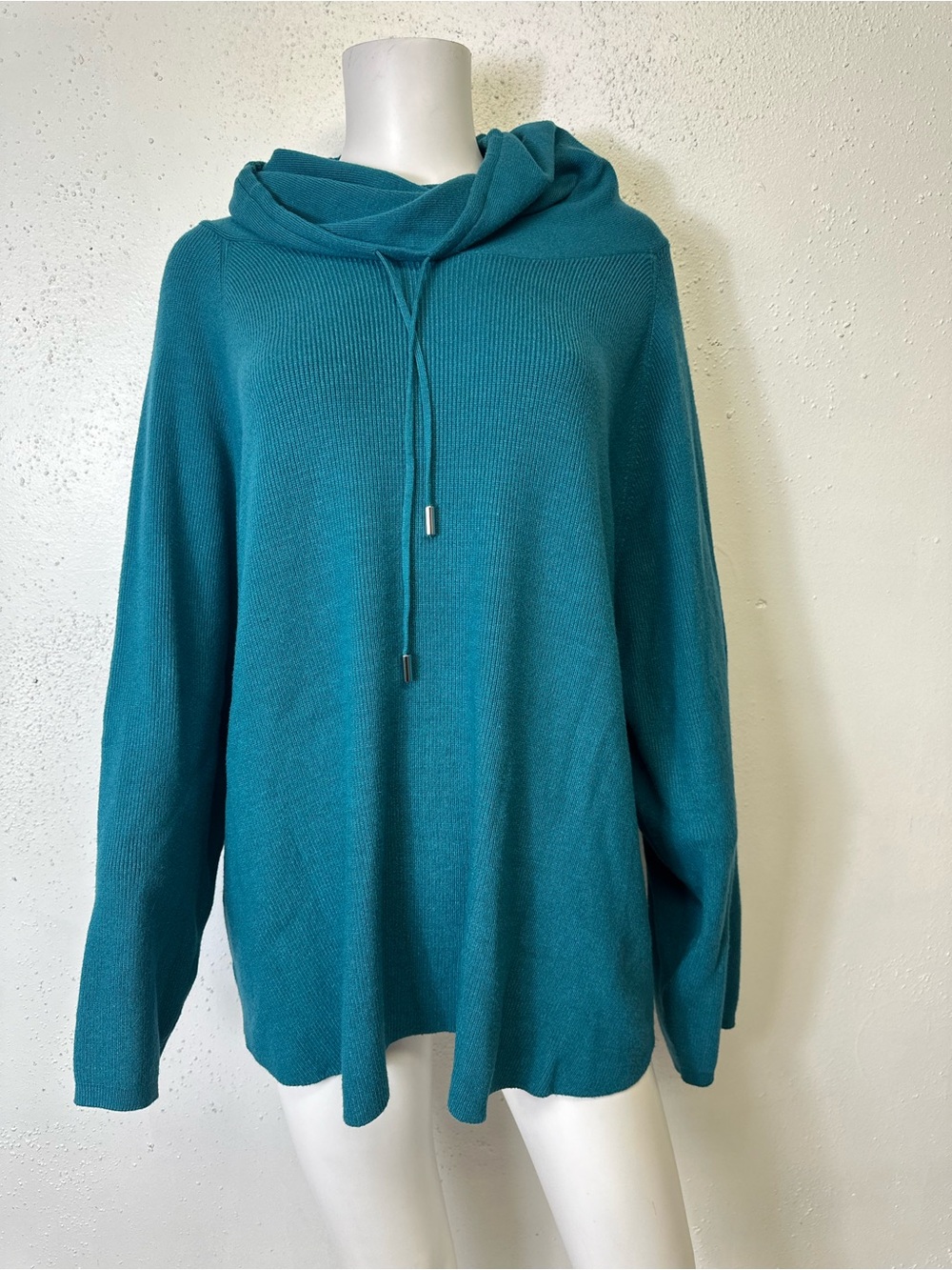 Workshop Republic Clothing Teal Hooded Cowl Neck Sweater